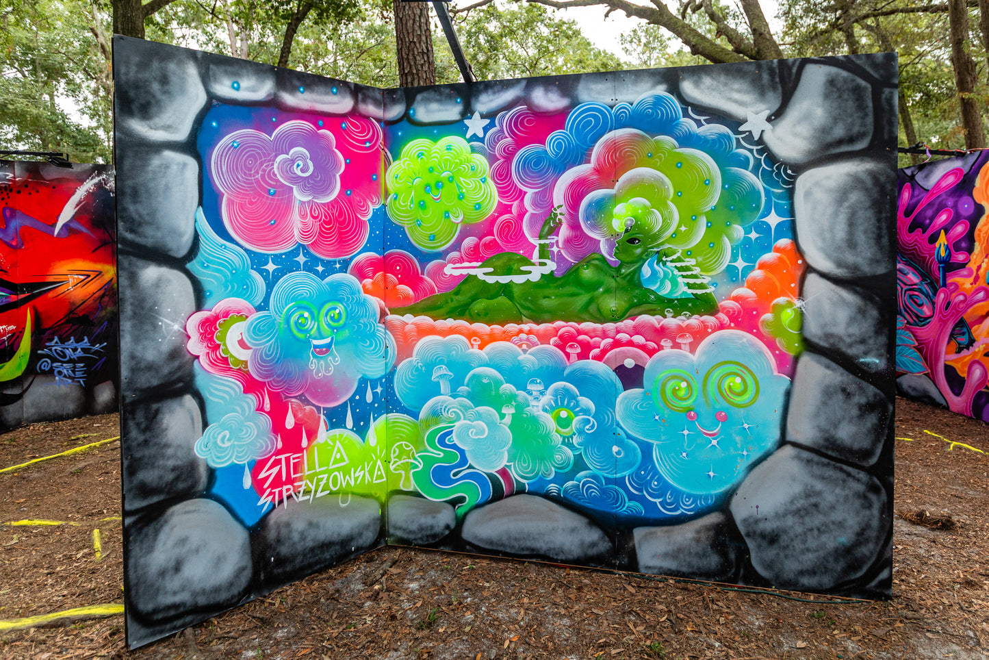 'Happy Clouds' 2022-Stella Strzyzowska | Mural Maze Paper Print image 1