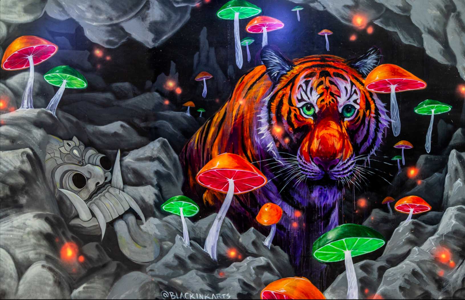 'Shroom Tiger'-Black Ink Arts-2018|Mural Maze Canvas Print image 1