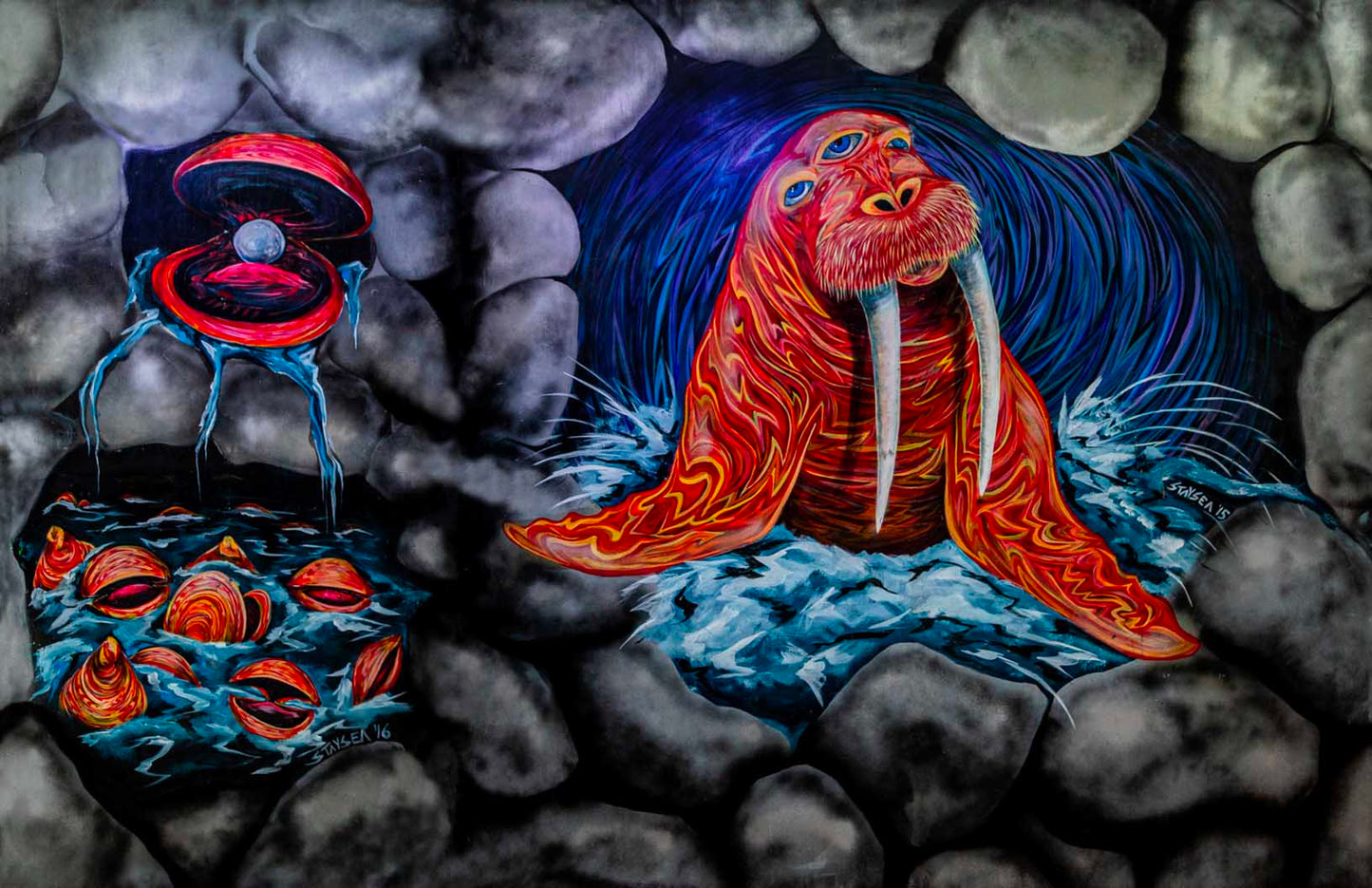 'Third Eye Walrus'-StaySea-2017|Mural Maze Canvas Print image 1