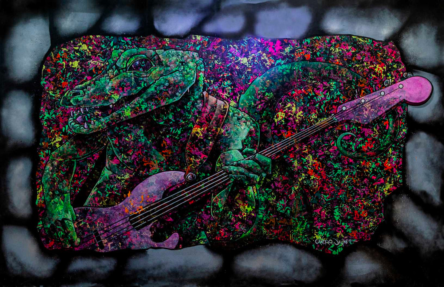 'Guitar Gator'- Andrew Wagner | Mural Maze Canvas Print image 1