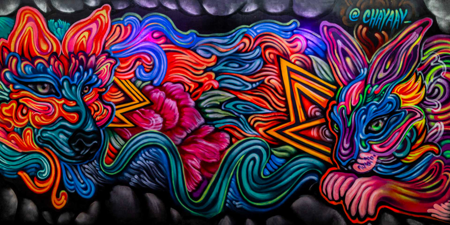 'Wolf Cat Flow'-ChayaAv-2018|Mural Maze Canvas Print image 1