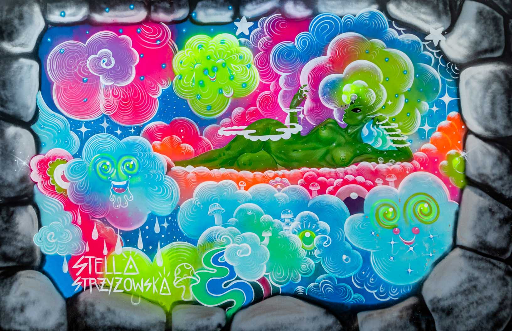 'Happy Clouds'-Stella Strzyzowska-2022|Mural Maze Canvas Print image 1