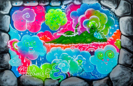 'Happy Clouds' 2022-Stella Strzyzowska | Mural Maze Paper Print image 0